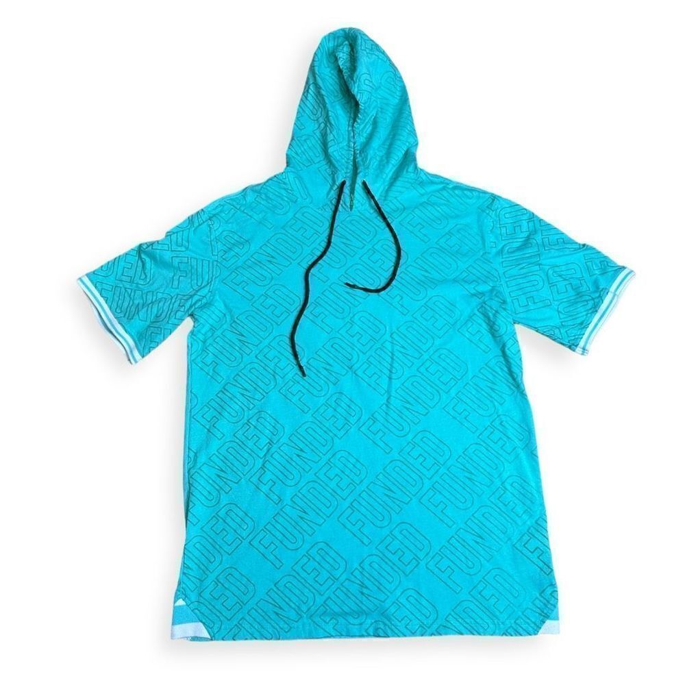Five.By.Five By MasterPiece Men's Teal Short-Sleeve Drawstring Hooded Shirt Larg